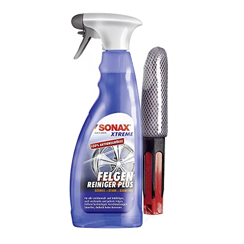 SONAX XTREME Felgenreiniger PLUS säurefrei (750ml) +SONAX Felgenbürste- effiziente Reinigung aller Leichtmetall- & Stahlfelgen sowie lackierte, verchromte & polierte Felgen | Art-Nr.02309410